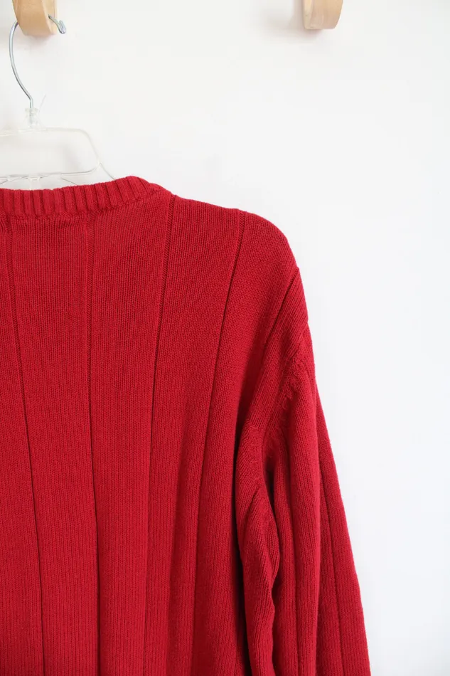 US Polo Earrings US Polo Assn Red Cable Knit Sweater L