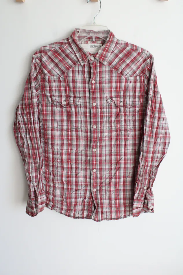 Urban Pipeline Red Plaid Button Down Shirt S Urban Pipeline Earrings