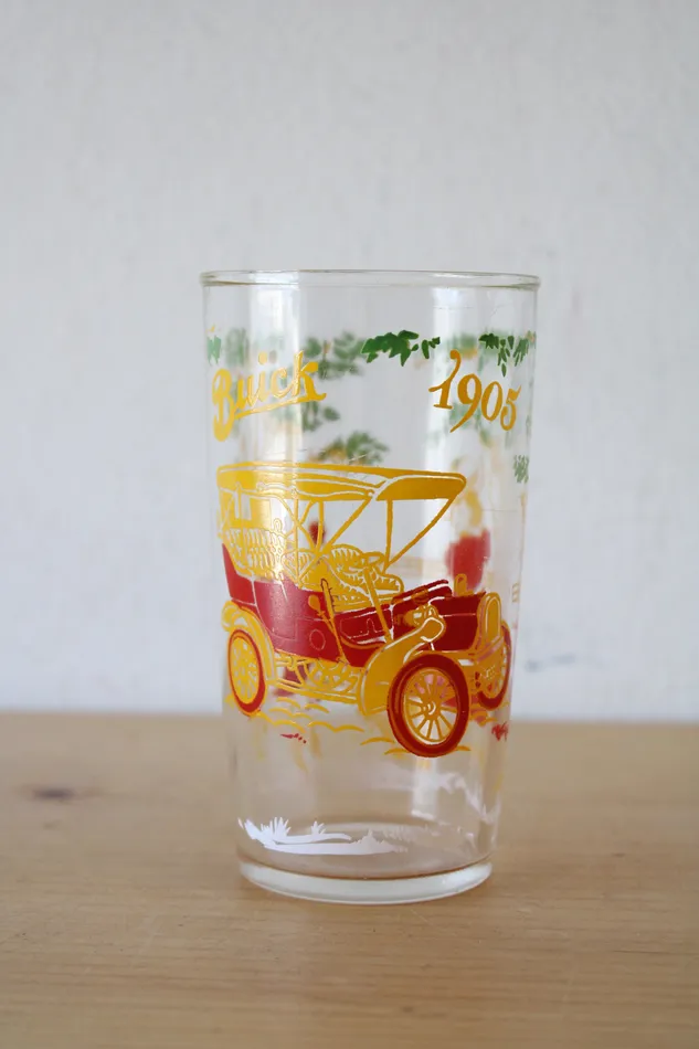 Vintage Buick 1905 Drinking Glass Jubilee Thrift Earrings