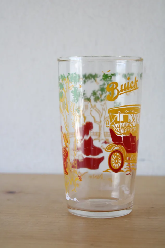 Vintage Buick 1905 Drinking Glass Jubilee Thrift Earrings