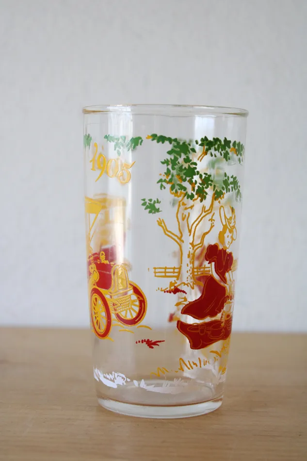 Vintage Buick 1905 Drinking Glass Jubilee Thrift Earrings