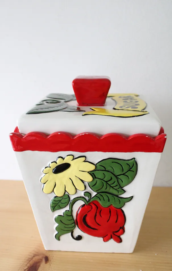 Vintage JG Painted Sugar Cannister Jubilee Thrift Earrings