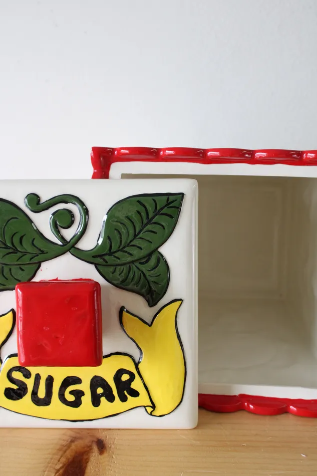 Vintage JG Painted Sugar Cannister Jubilee Thrift Earrings