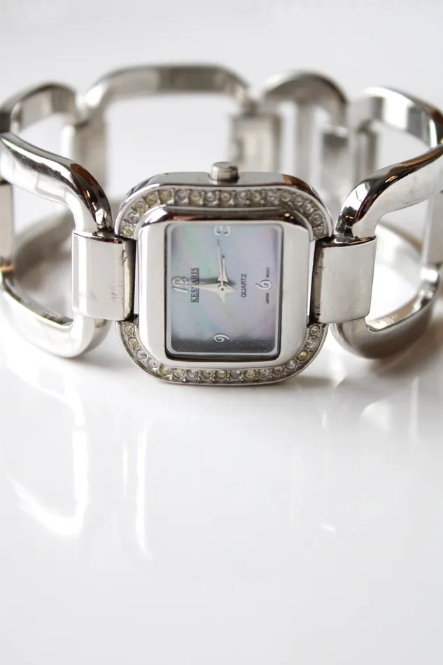 Watches Kessaris Kessaris Silver Abalone Face Analog Watch