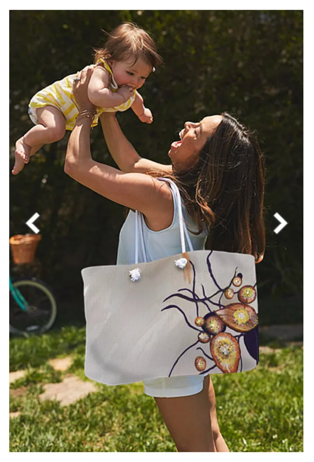 Weekender Tote Bag Customizable Carryall Tote Bag Beach Bag Organic Abstraction Portraits by NC Earrings