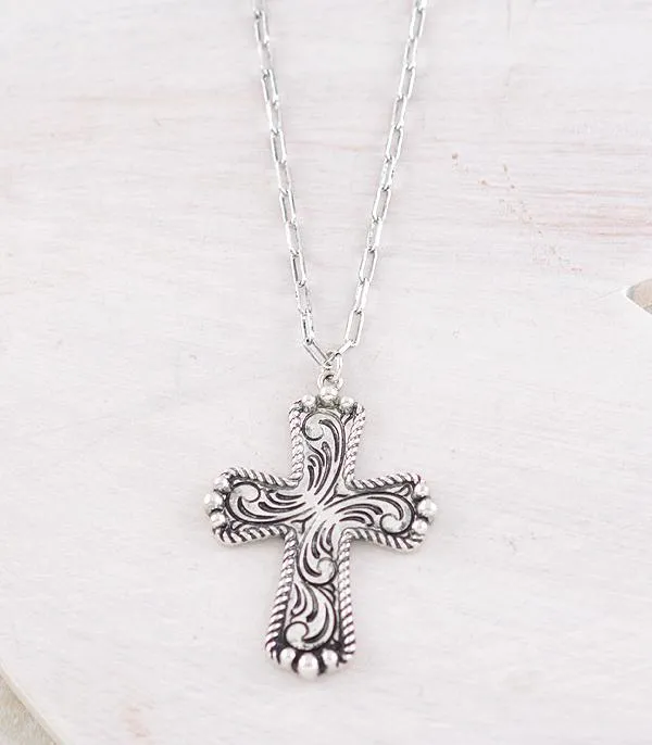 Western Tooling Cross Necklace YKT Necklaces