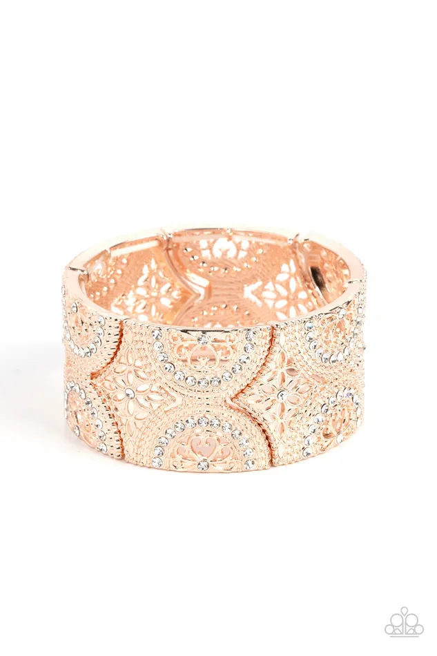 Wheeling and Dealing Rose Gold Paparazzi Accessories Earrings