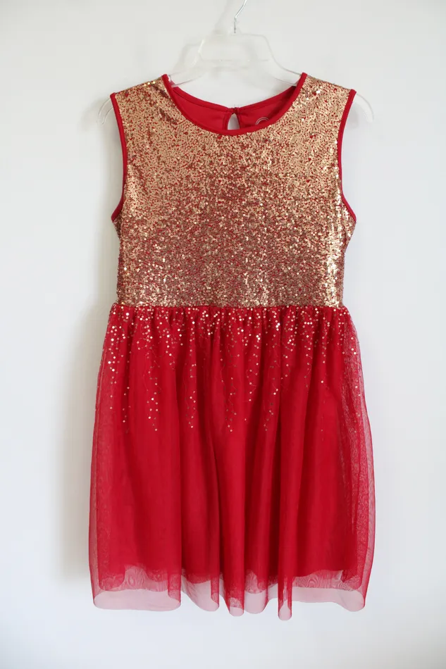 Wonder Nation Red Gold Sequined Tulle Dress XXL 18 Wonder Nation Earrings