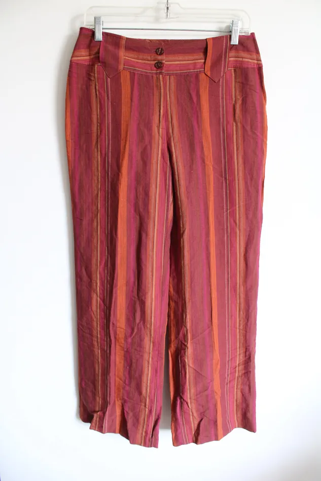 Worthington Pink Orange Red Striped Linen Blend Wide Leg Pants 8 Worthington Earrings Worthington Pink Orange Red Striped Linen Blend Wide Leg Pants 8 Worthington Earrings
