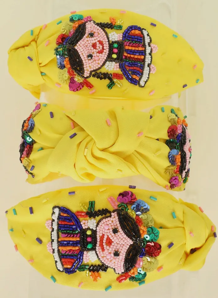 YKT Earrings FIESTA MEXICAN GIRL BEADED TOP KNOTTED HEADBAND