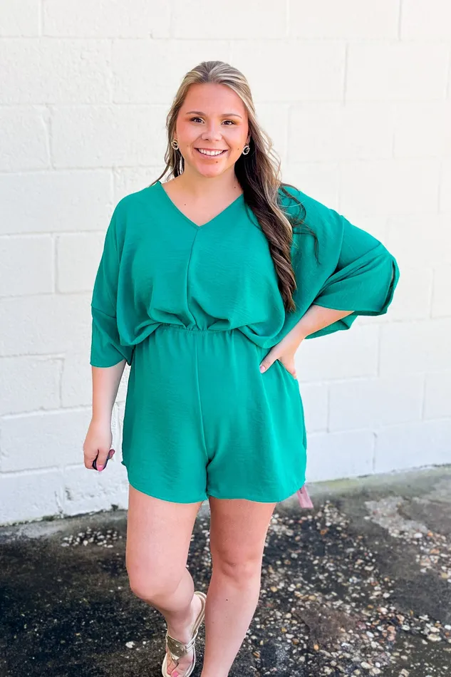 Youve Got The Look Romper Kelly Green GeeGee Earrings