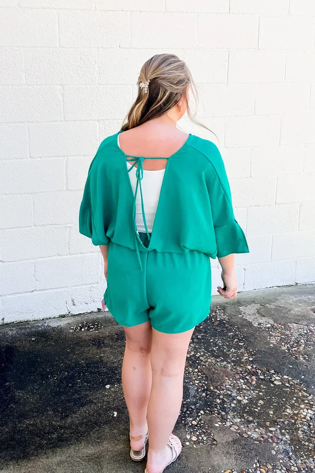 Youve Got The Look Romper Kelly Green GeeGee Earrings