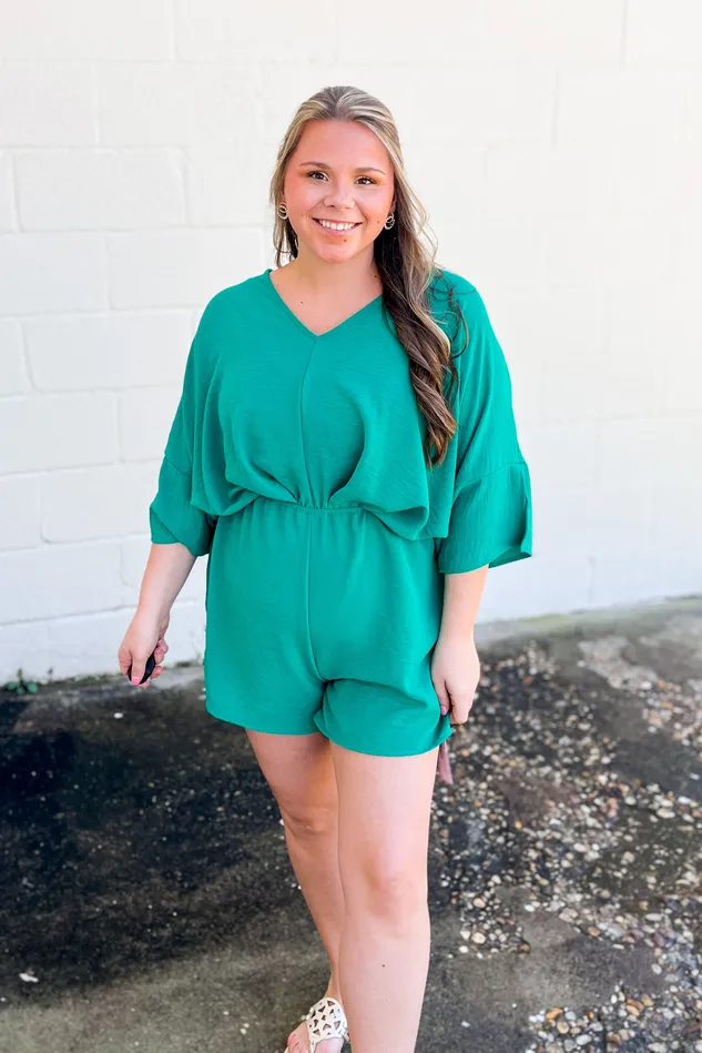 Youve Got The Look Romper Kelly Green GeeGee Earrings