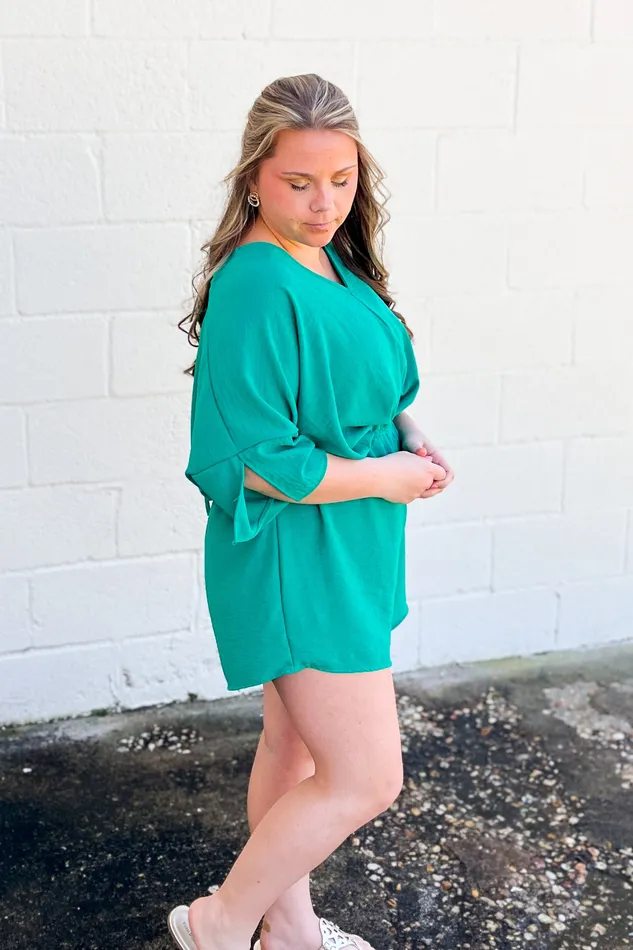 Youve Got The Look Romper Kelly Green GeeGee Earrings