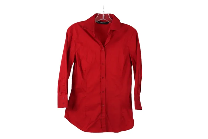 Zara Basic Red Button Down Shirt S Zara Earrings