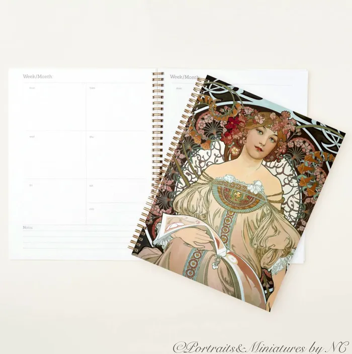 ZAZZLE Earrings Planner Alphonse Mucha Daydream