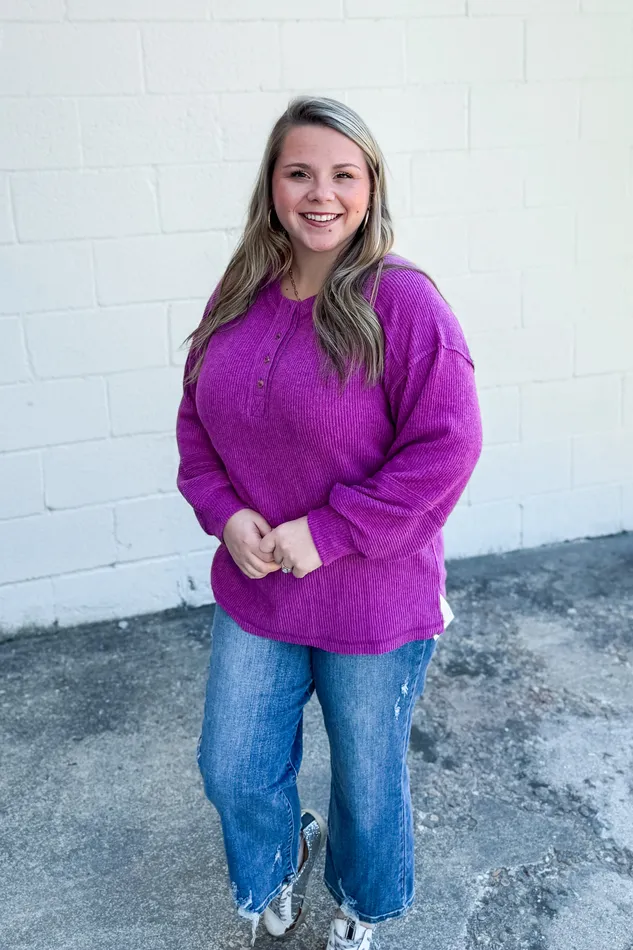 Zenana Necklaces The Alexa Henley Top Light Plum