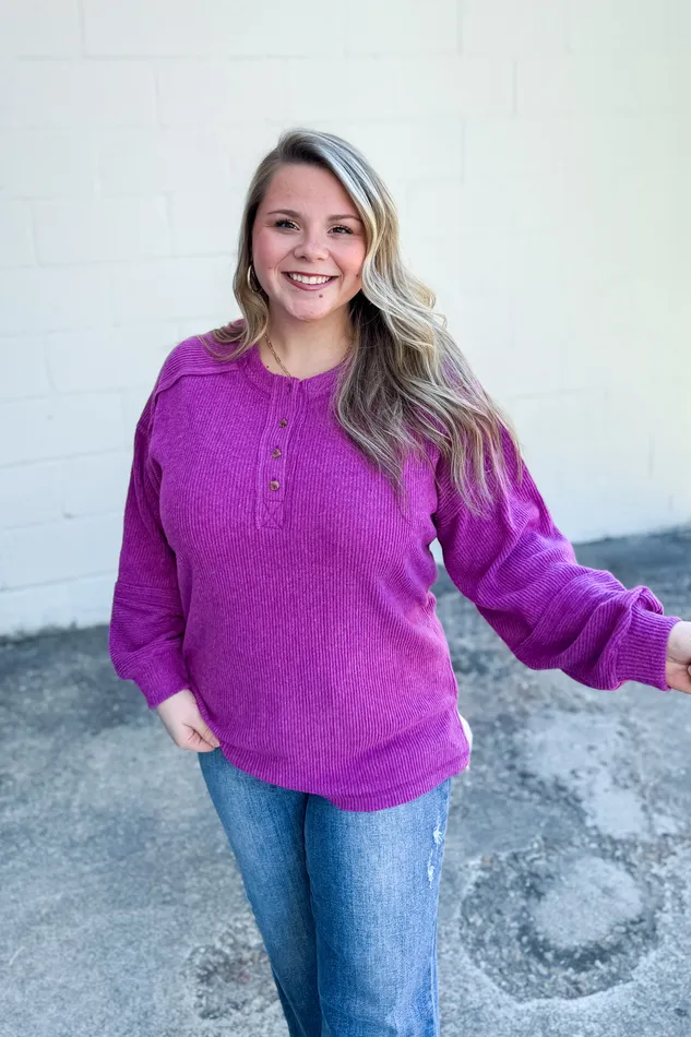 Zenana Necklaces The Alexa Henley Top Light Plum