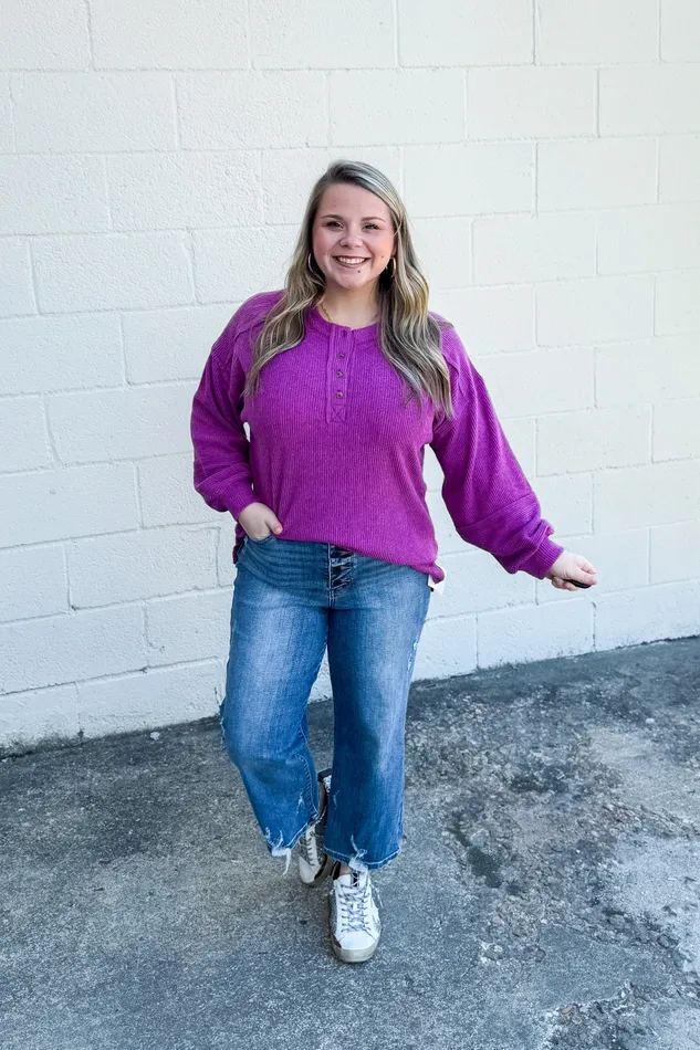 Zenana Necklaces The Alexa Henley Top Light Plum