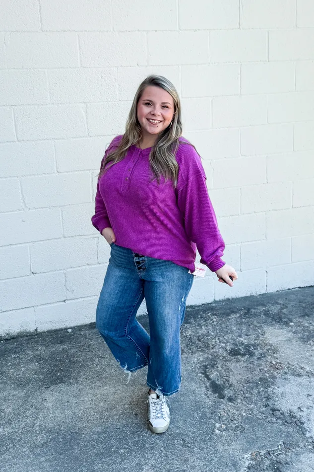 Zenana Necklaces The Alexa Henley Top Light Plum