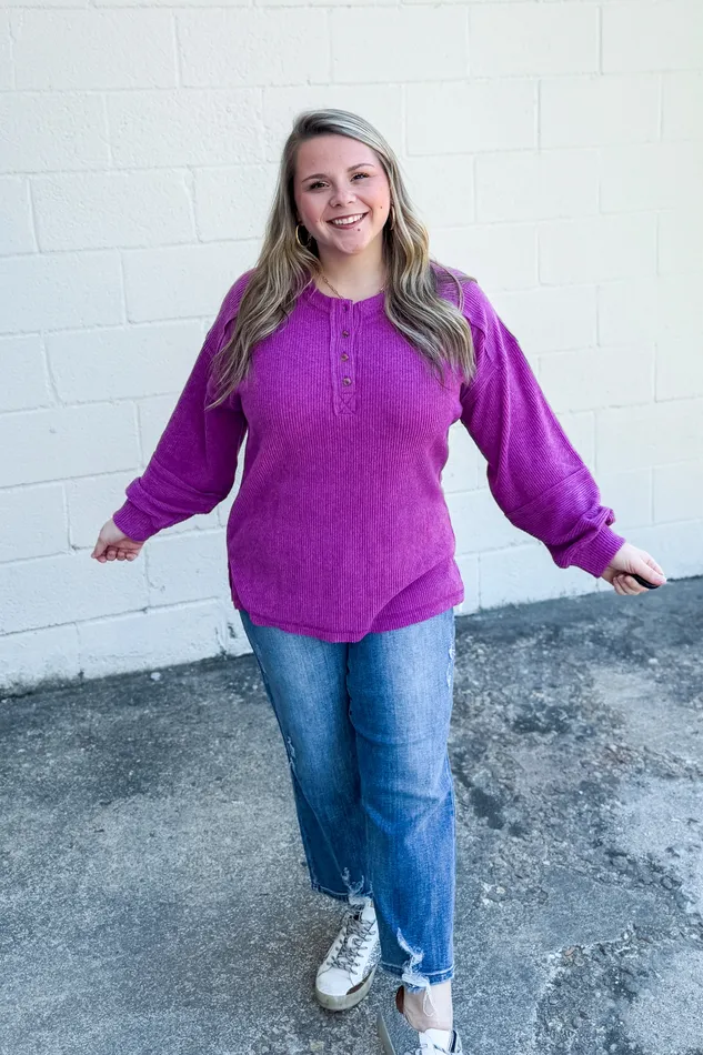 Zenana Necklaces The Alexa Henley Top Light Plum