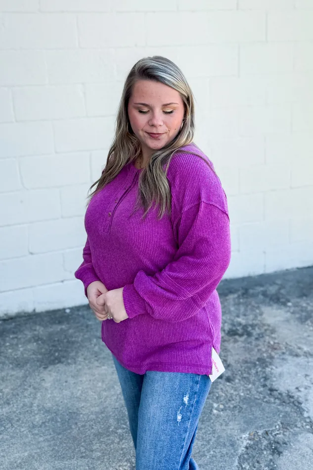 Zenana Necklaces The Alexa Henley Top Light Plum