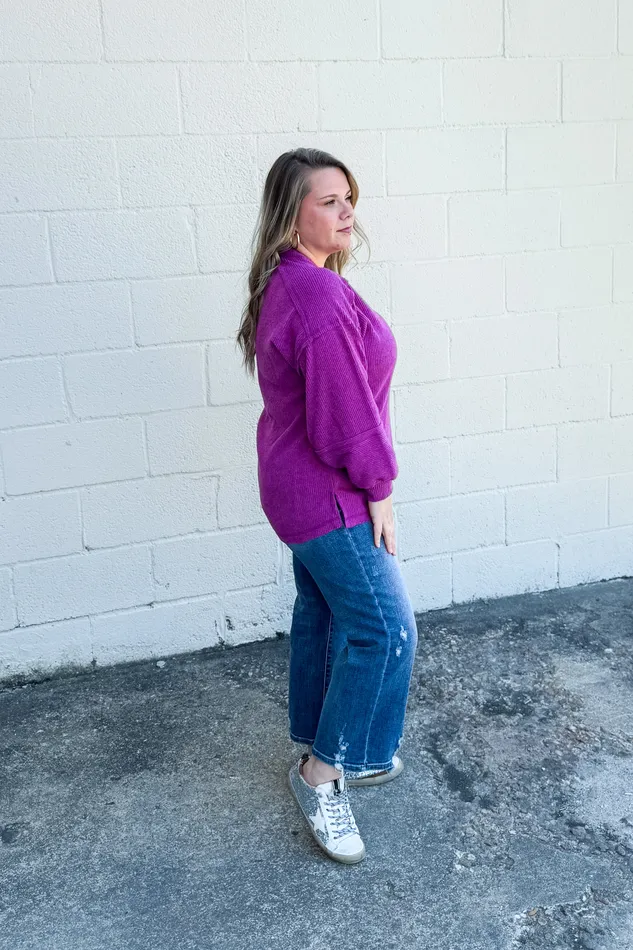 Zenana Necklaces The Alexa Henley Top Light Plum